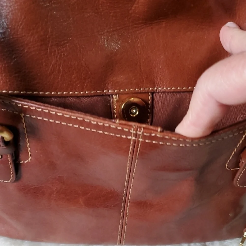 Gianni BERNINI Brown Large  leather Tote Bag Double Zipper